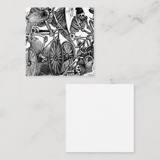 De wielrennen van het skelet (de calaveras) vierkante visitekaartje (Voorkant / Achterkant)