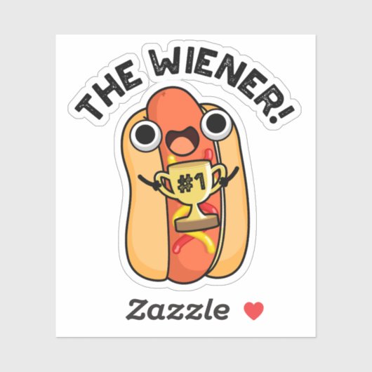 De Wiener Funny Winner Hot Dog Pun Sticker (Vel)