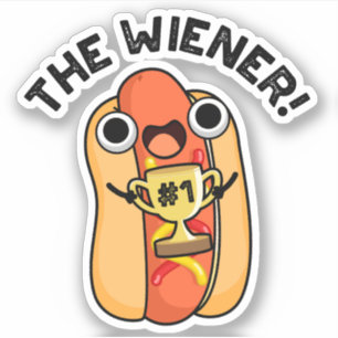 De Wiener Funny Winner Hot Dog Pun Sticker