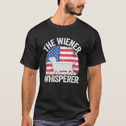 De Wiener Whisperer Dachshund Dog 4 juli Ame T-shirt (Voorkant)