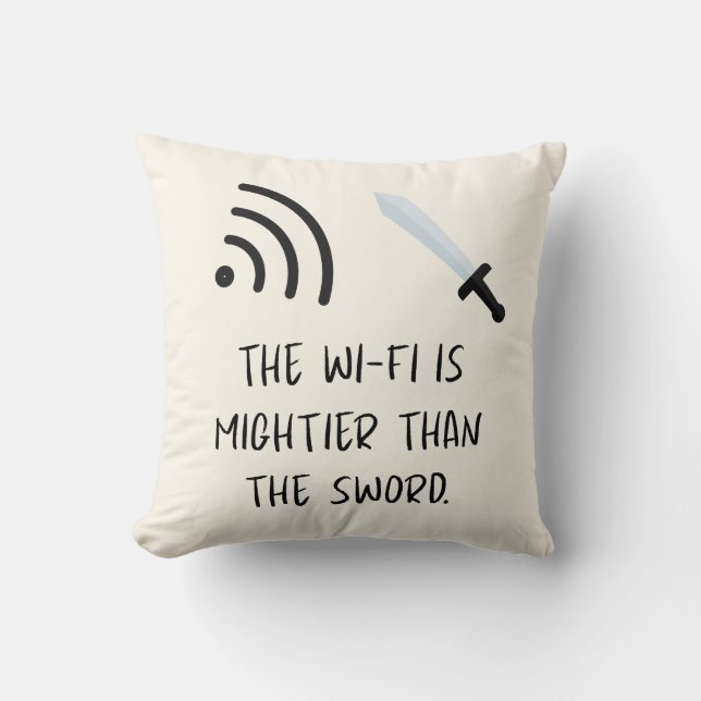 De WiFi is machtiger dan het Zwaard Kussen (Voorkant)