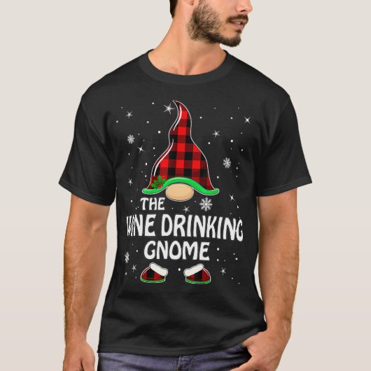De wijn Drink de Gnome Buffalo met kerstmis T-shirt (Voorkant)