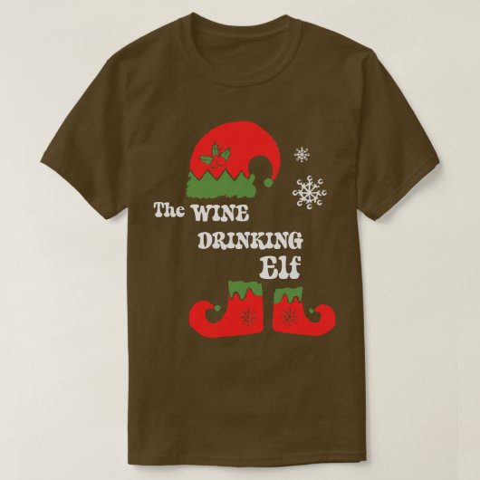 De wijn Drink elf kerst elf T-shirt familie ma (Design voorkant)