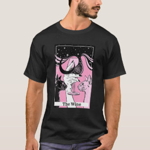 De wijn Drink funny Couple Cat Tarot Card Cres T-shirt