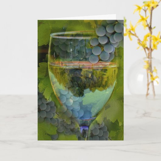 De wijn en de Druif juichen Gelukkige Verjaardag Kaart (Gele Bloem)