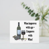De wijn verbetert met de leeftijd, ik verbeter met briefkaart (Staand voorkant)