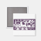De wijn, vintage wijnlabel magneet (Voorkant / Achterkant)