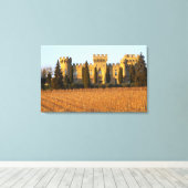 De wijngaard met sirah-wijnstokken en het kasteel canvas afdruk (Insitu (Houten vloer))