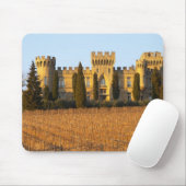 De wijngaard met sirah-wijnstokken en het kasteel muismat (Met muis)