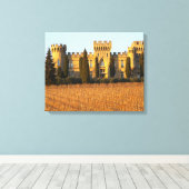 De wijngaard met syrah-druiven en het kasteel canvas afdruk (Insitu (Houten vloer))