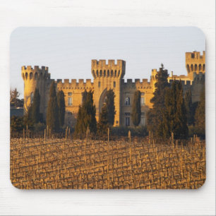 De wijngaard met syrah-druiven en het kasteel muismat