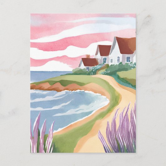 De wijngaard van Martha | Waterverf Beach Path Pai Briefkaart (Voorkant)