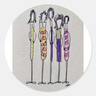De wijnmeisjes ronde stickers