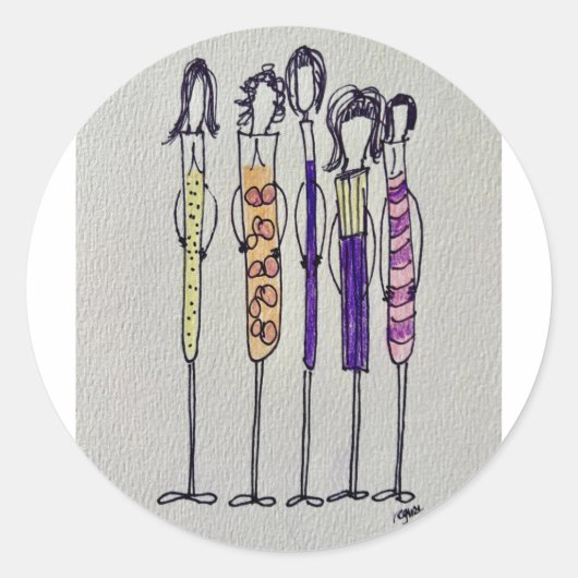 De wijnmeisjes ronde stickers (Voorkant)