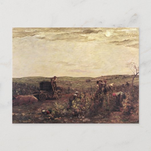 De wijnoogst in Bourgondië, 1863 Briefkaart (Voorkant)