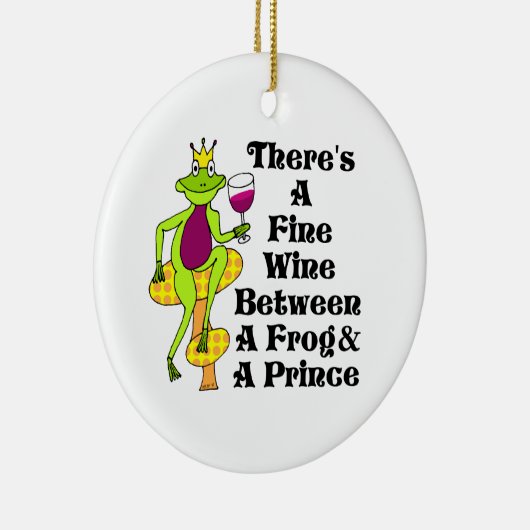 De Wijnprins "Fine Wine between Frog & Prince" Keramisch Ornament (Rechts)