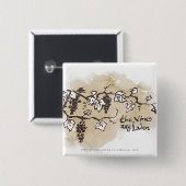 De wijnstokken zijn in bedwang vierkante button 5,1 cm (Voorkant /achterkant)