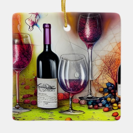 De wijntest is kleurrijk en is persoonlijk keramisch ornament (Voorkant)