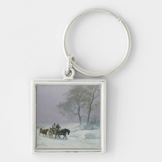 De wijnweg op de markt sleutelhanger (Voorkant)