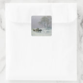 De wijnweg op de markt vierkante sticker (Tas)