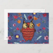 De wijze vogeluil in de bloemtuin briefkaart (Voorkant / Achterkant)