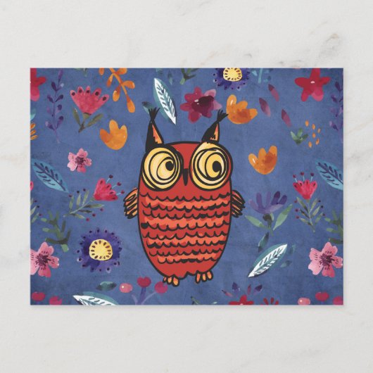 De wijze vogeluil in de bloemtuin briefkaart (Voorkant)