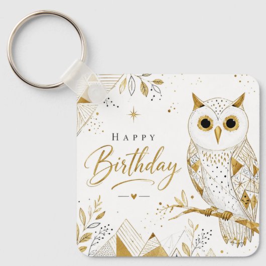 De Wijze Wensen van de Gouden Uil Sleutelhanger (Voorkant)