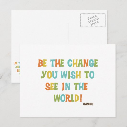 De wijziging die je wilt zien briefkaart (Voorkant / Achterkant)