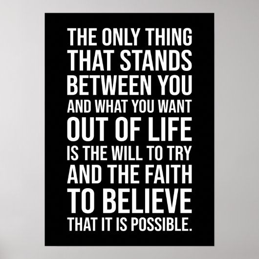 De wil om te proberen en te geloven - succes Motiv Poster (Voorkant)