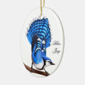 De Wild Blue Jay Bird Ornament (Links)