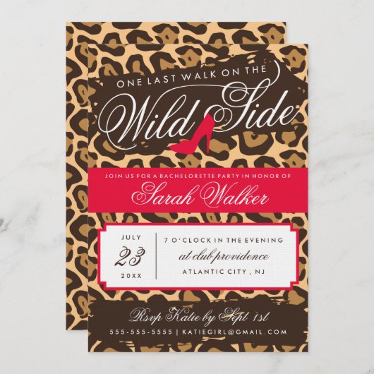 De Wild Side Bachelorette Party uitnodiging (rood) (Voorkant / Achterkant)