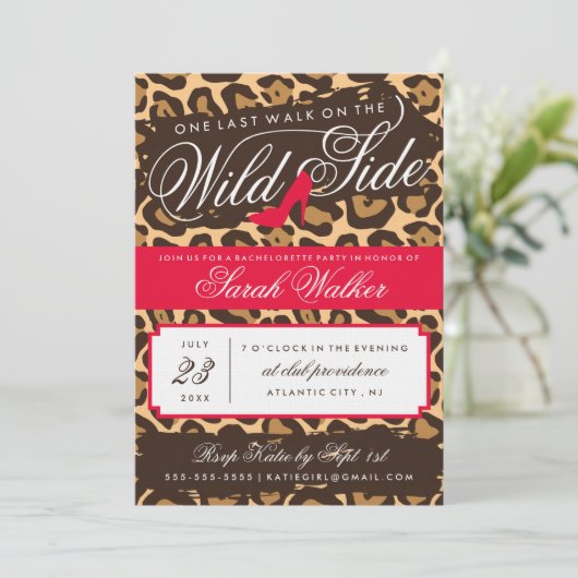 De Wild Side Bachelorette Party uitnodiging (rood) (Staand voorkant)