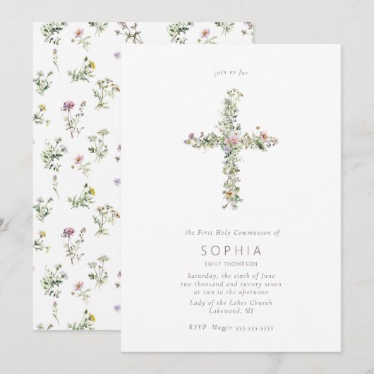 De wildbloem van de weide kruist de Eerste Heilige Kaart (Voorkant / Achterkant)