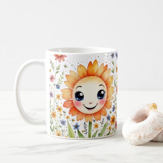 De wilde bloem koffiemok (Met donut)