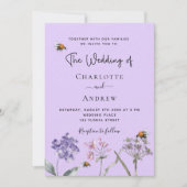 De wilde bloemen van het huwelijk vielen roze bije kaart (Voorkant)