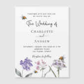 De wilde bloemen van het huwelijk vielen roze bije magnetische uitnodiging (Voorkant)