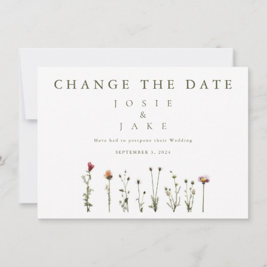 De Wilde Bloemen veranderen de Datum Save The Date (Voorkant)