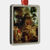 De Wilde Boar Hunt Metalen Ornament (Rechts)
