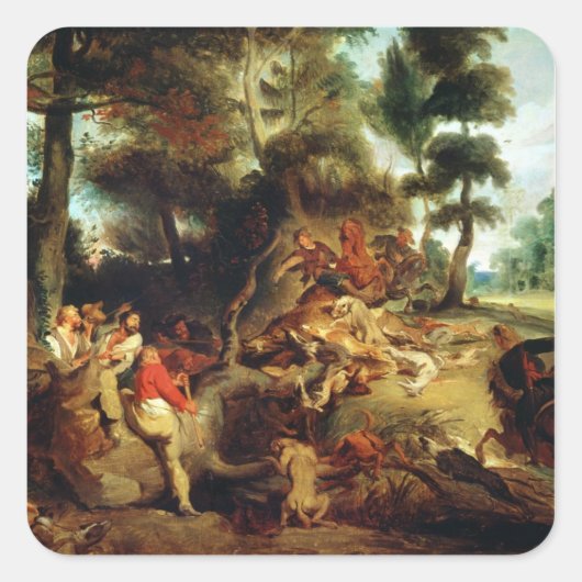 De Wilde Boar Hunt Vierkante Sticker (Voorkant)