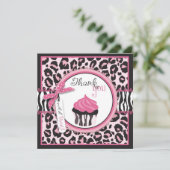De wilde Druk & Cupcake van de Jachtluipaard Bedankkaart (Staand voorkant)