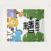 De Wilde één Safari Eerste verjaardagsfeestje Wandkleed (Voorkant (horizontaal))