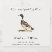 De wilde eend (Anas platyrhynchos) Sparkling Wijnetiket (Enkel label)