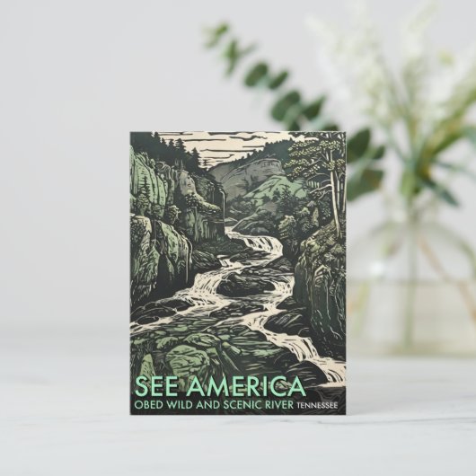 De wilde en Schilderachtig Obed River in Tennessee Briefkaart (Staand voorkant)