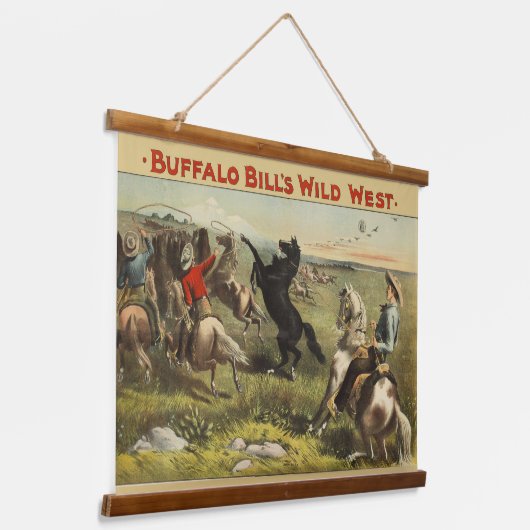 De wilde paarden van Buffalo Bill Hangend Wandkleed (Gebogen)