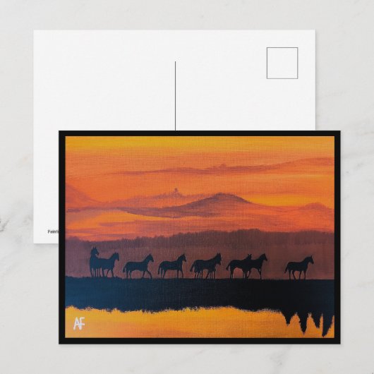 De wilde paarden van Montana schilderij van Alfred Briefkaart (Voorkant / Achterkant)