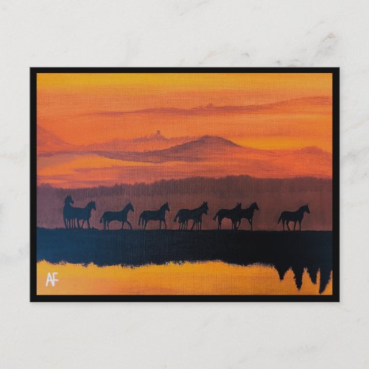 De wilde paarden van Montana schilderij van Alfred Briefkaart (Voorkant)