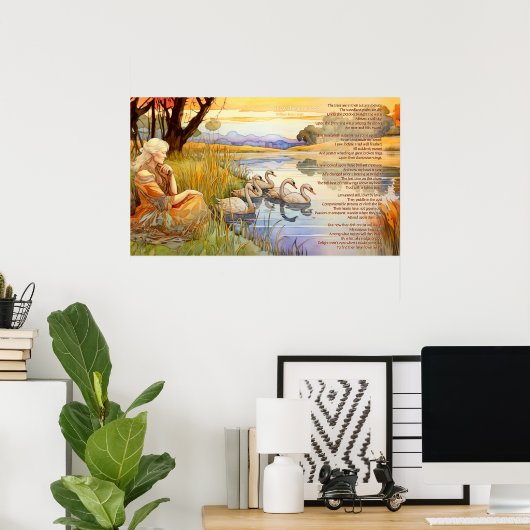 De wilde zwanen bij Coole gedicht en kunstwerk Poster (Thuiskantoor)