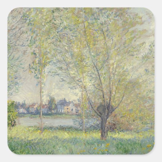 De wilgen Claude Monet 1880 Vierkante Sticker (Voorkant)