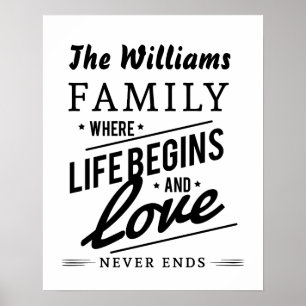 De Williams Family Life Love  Typografie Poster