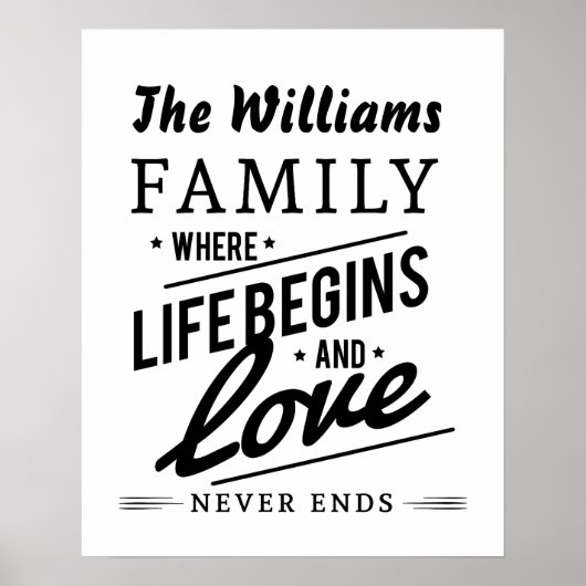 De Williams Family Life Love  Typografie Poster (Voorkant)